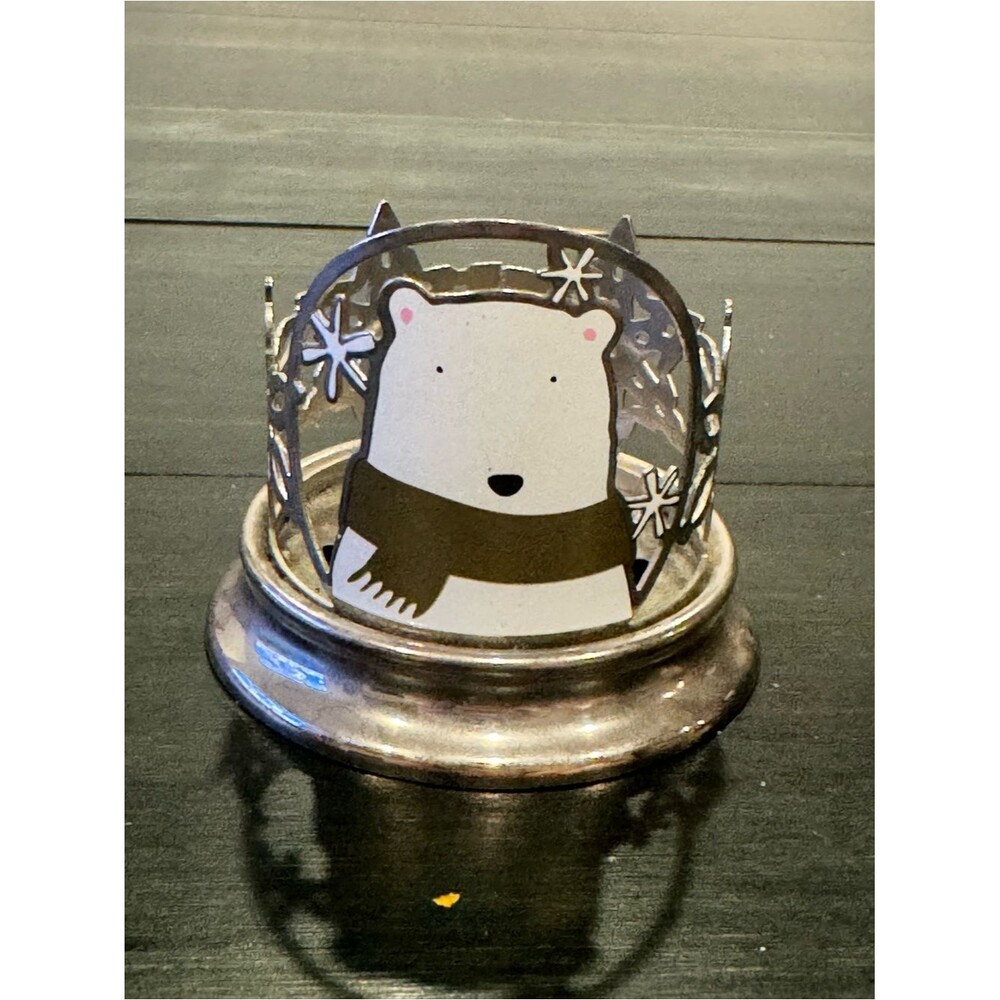 Bath & Body Works Small Silver Polar Bear Candle Holder